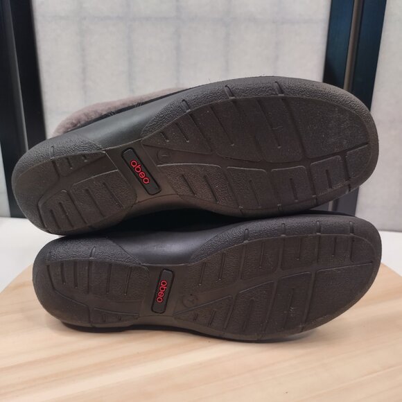 Abeo Zahra Suede Shearling Cuff Sheepskin Water Resistant Black Boots Women US 7 - Picture 10 of 12